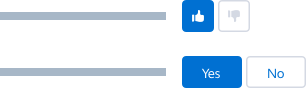 Two examples of ‘yes’ or ‘no’ feedback input, one shows a thumbs up and thumbs down, the other the words ‘yes’ and ‘no.’