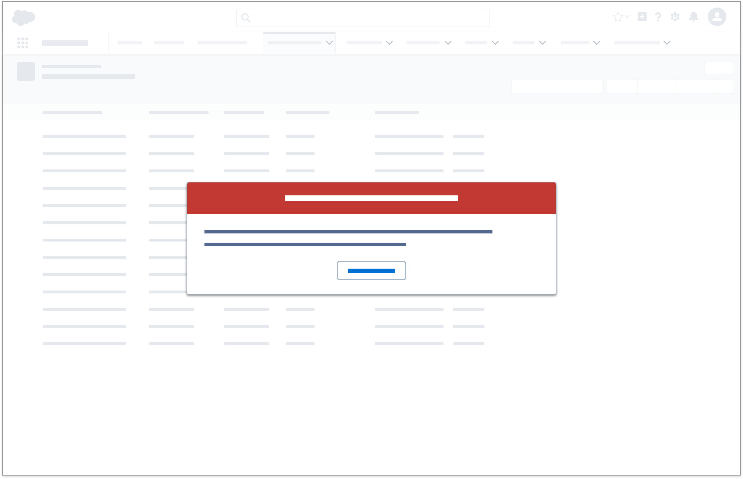 A wireframe showing an example of system related error occurring at random.